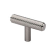 This is an image of a Heritage Brass - Cabinet Knob Knurled T-Bar Design 45mm Satin Nickel Finish, c4415-sn that is available to order from T.H Wiggans Ironmongery in Kendal.