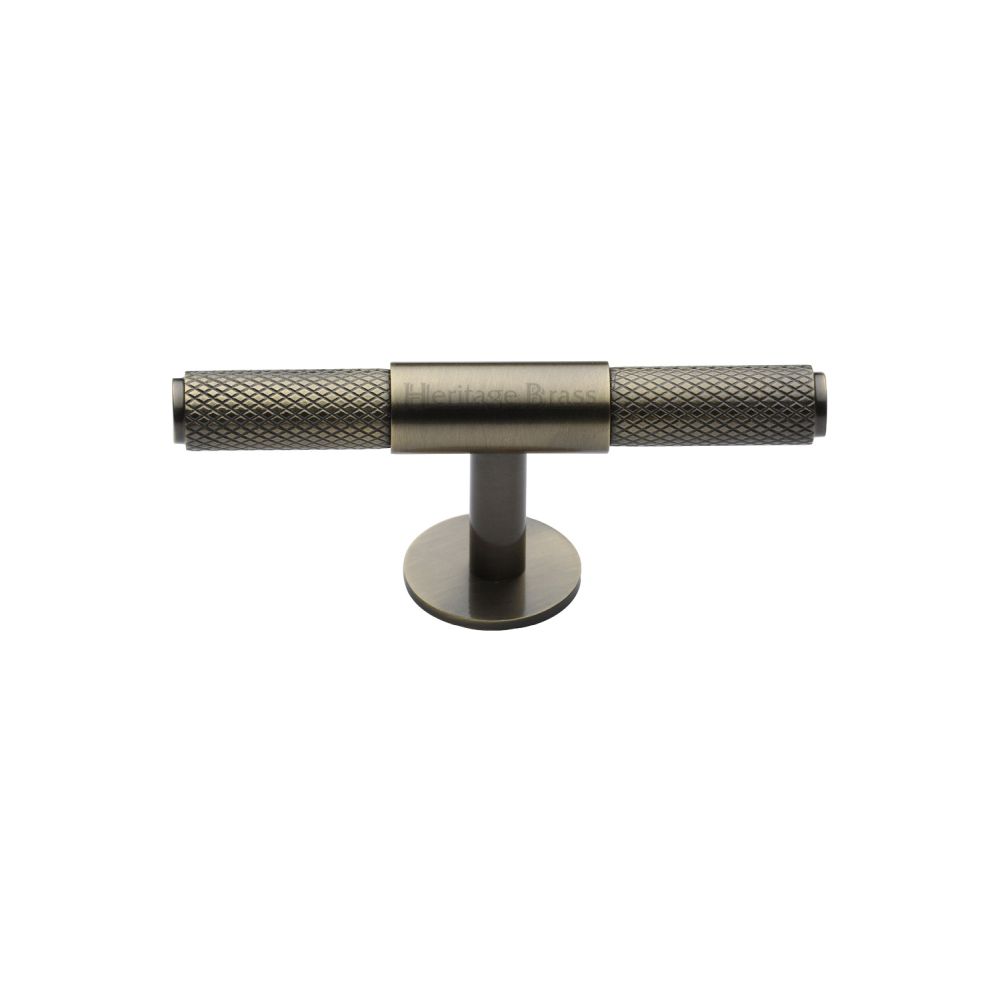 This is an image of a Heritage Brass - Cabinet Knob Knurled Fountain Design 90mm Antique Brass Finish, c4463-90-at that is available to order from T.H Wiggans Ironmongery in Kendal.