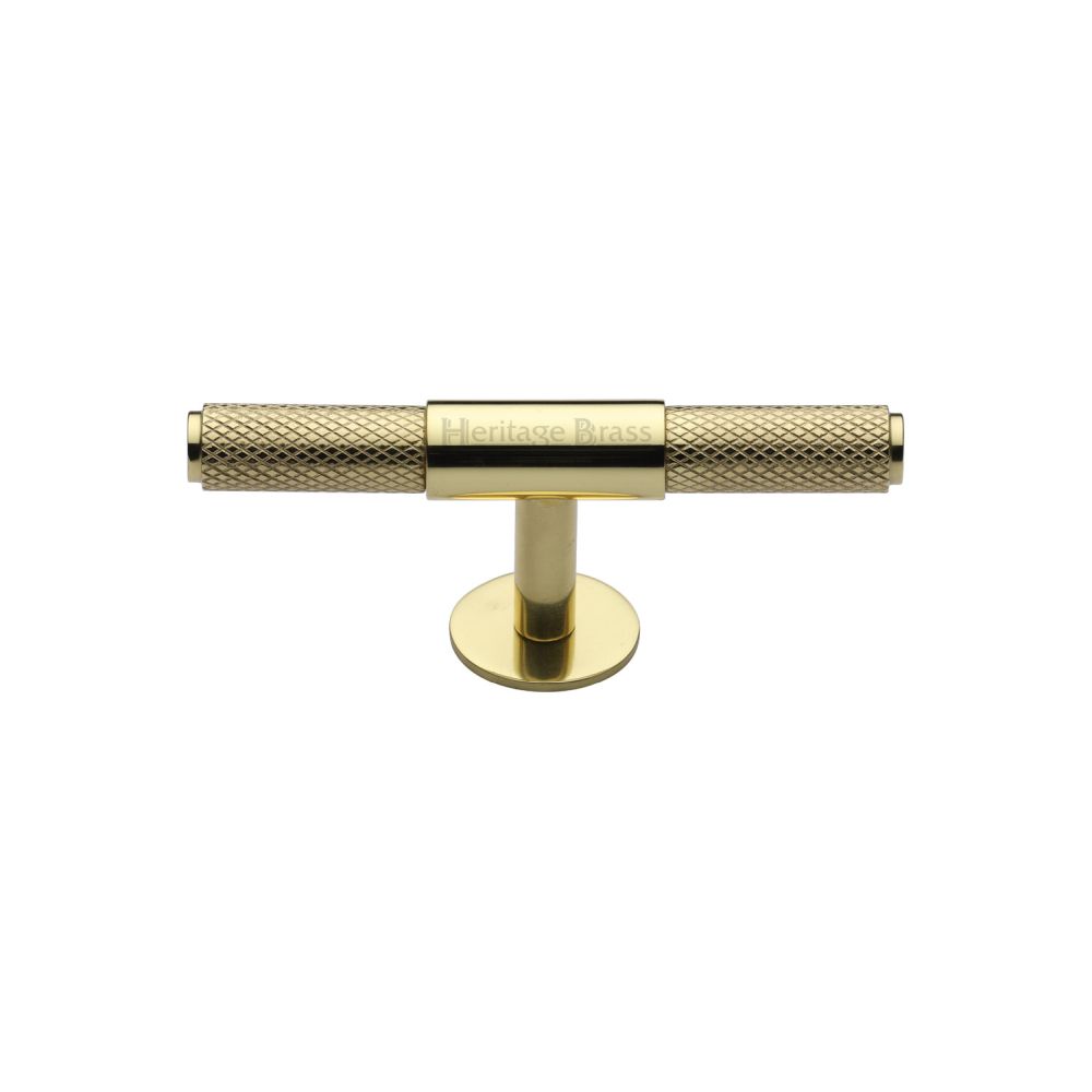 This is an image of a Heritage Brass - Cabinet Knob Knurled Fountain Design 90mm Polished Brass Finish, c4463-90-pb that is available to order from T.H Wiggans Ironmongery in Kendal.