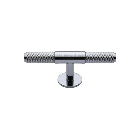 This is an image of a Heritage Brass - Cabinet Knob Knurled Fountain Design 90mm Polished Chrome Finish, c4463-90-pc that is available to order from T.H Wiggans Ironmongery in Kendal.