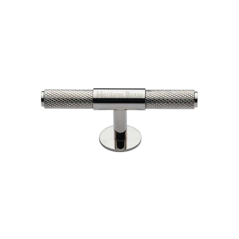 This is an image of a Heritage Brass - Cabinet Knob Knurled Fountain Design 90mm Polished Nickel Finish, c4463-90-pnf that is available to order from T.H Wiggans Ironmongery in Kendal.