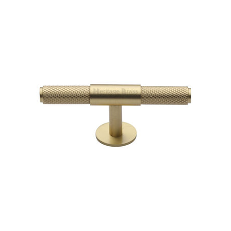 This is an image of a Heritage Brass - Cabinet Knob Knurled Fountain Design 90mm Satin Brass Finish, c4463-90-sb that is available to order from T.H Wiggans Ironmongery in Kendal.