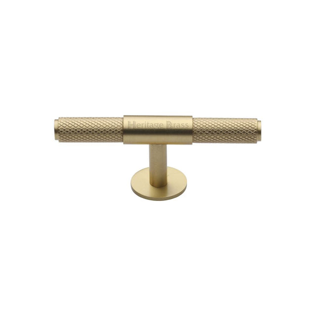 This is an image of a Heritage Brass - Cabinet Knob Knurled Fountain Design 90mm Satin Brass Finish, c4463-90-sb that is available to order from T.H Wiggans Ironmongery in Kendal.