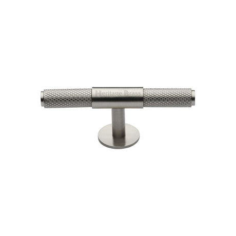 This is an image of a Heritage Brass - Cabinet Knob Knurled Fountain Design 90mm Satin Nickel Finish, c4463-90-sn that is available to order from T.H Wiggans Ironmongery in Kendal.