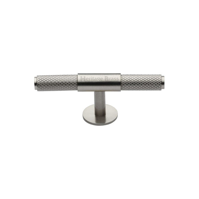 This is an image of a Heritage Brass - Cabinet Knob Knurled Fountain Design 90mm Satin Nickel Finish, c4463-90-sn that is available to order from T.H Wiggans Ironmongery in Kendal.