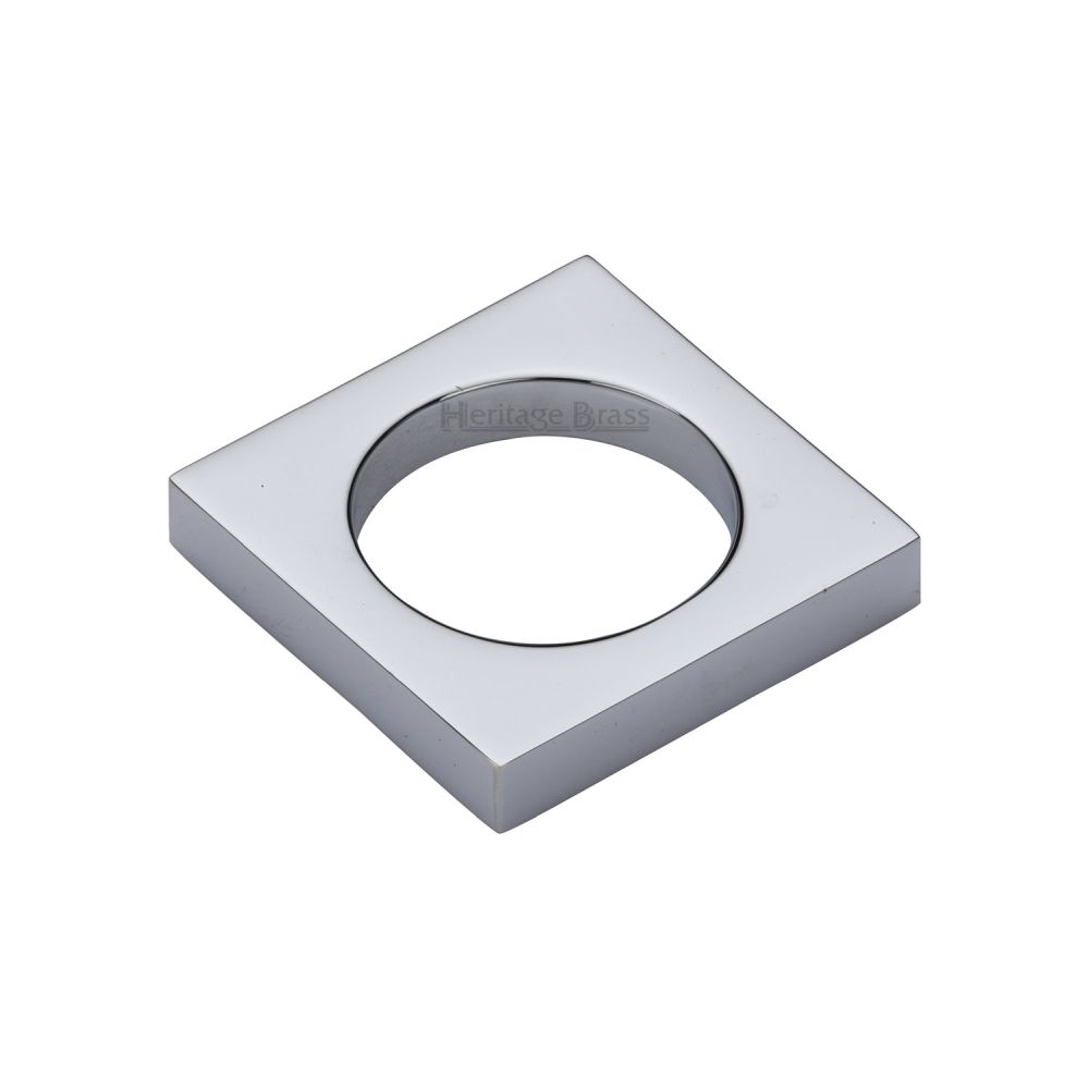 This is an image of a Heritage Brass - Cabinet Knob Square Ring Design 40mm Polished Chrome Finish, c4465-pc that is available to order from T.H Wiggans Ironmongery in Kendal.