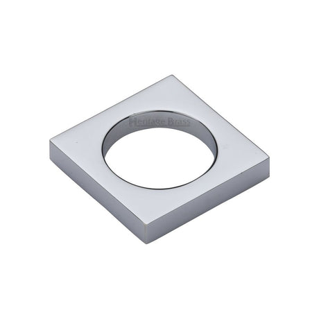 This is an image of a Heritage Brass - Cabinet Knob Square Ring Design 40mm Polished Chrome Finish, c4465-pc that is available to order from T.H Wiggans Ironmongery in Kendal.