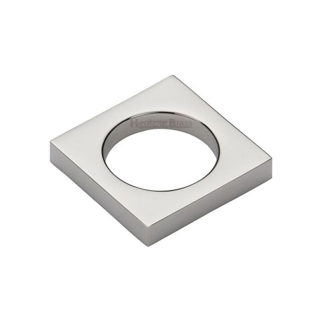 This is an image of a Heritage Brass - Cabinet Knob Square Ring Design 40mm Polished Nickel Finish, c4465-pnf that is available to order from T.H Wiggans Ironmongery in Kendal.