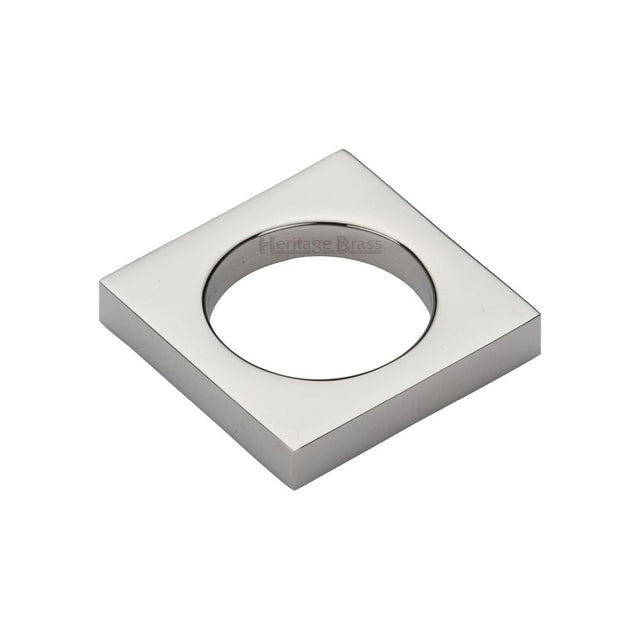 This is an image of a Heritage Brass - Cabinet Knob Square Ring Design 40mm Polished Nickel Finish, c4465-pnf that is available to order from T.H Wiggans Ironmongery in Kendal.