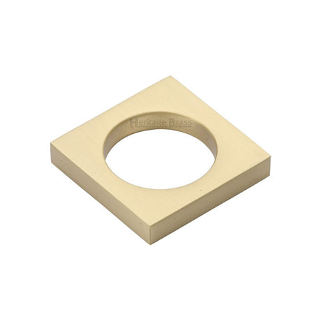 This is an image of a Heritage Brass - Cabinet Knob Square Ring Design 40mm Satin Brass Finish, c4465-sb that is available to order from T.H Wiggans Ironmongery in Kendal.
