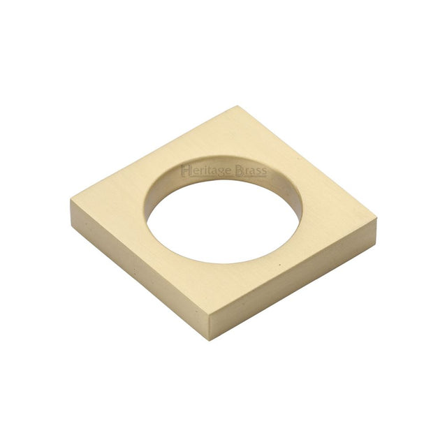 This is an image of a Heritage Brass - Cabinet Knob Square Ring Design 40mm Satin Brass Finish, c4465-sb that is available to order from T.H Wiggans Ironmongery in Kendal.