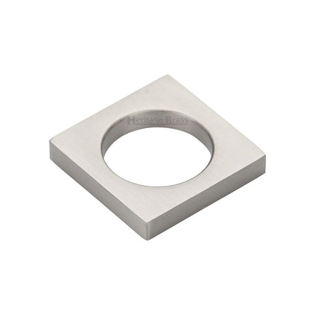 This is an image of a Heritage Brass - Cabinet Knob Square Ring Design 40mm Satin Nickel Finish, c4465-sn that is available to order from T.H Wiggans Ironmongery in Kendal.