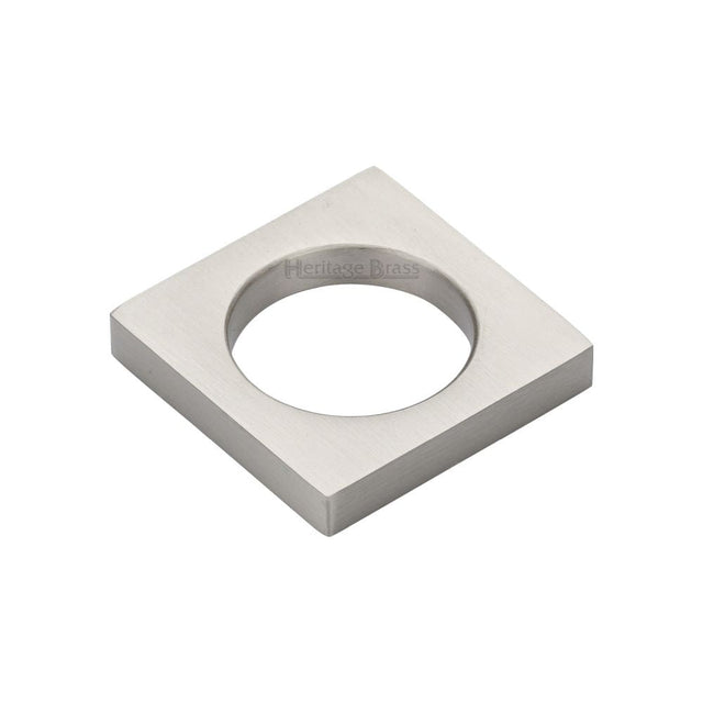 This is an image of a Heritage Brass - Cabinet Knob Square Ring Design 40mm Satin Nickel Finish, c4465-sn that is available to order from T.H Wiggans Ironmongery in Kendal.