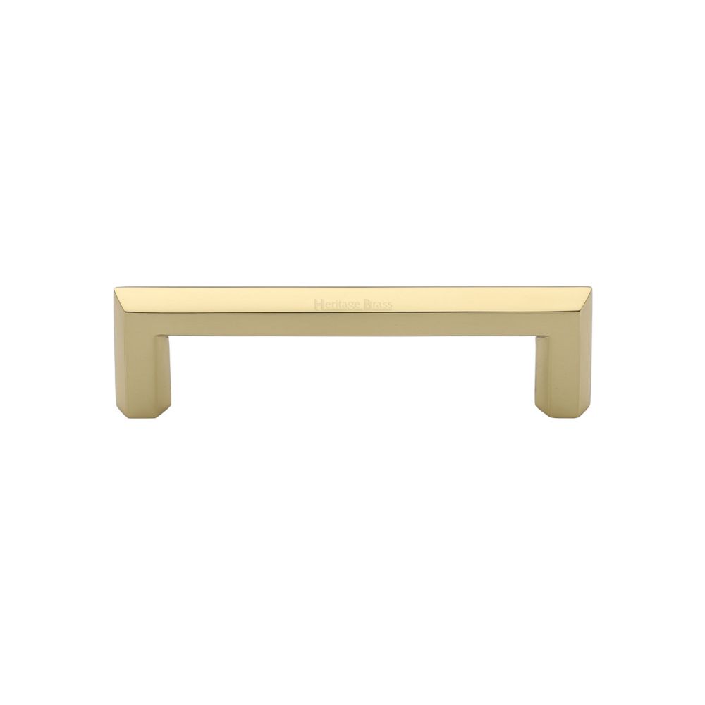 This is an image of a Heritage Brass - Cabinet Pull Hex Profile Design 102mm CTC Polished Brass Finish, c4473-102-pb that is available to order from T.H Wiggans Ironmongery in Kendal.
