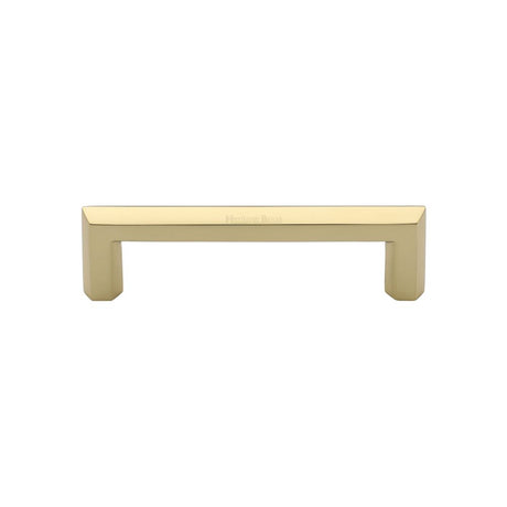 This is an image of a Heritage Brass - Cabinet Pull Hex Profile Design 102mm CTC Polished Brass Finish, c4473-102-pb that is available to order from T.H Wiggans Ironmongery in Kendal.