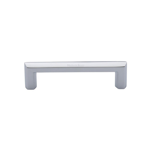 This is an image of a Heritage Brass - Cabinet Pull Hex Profile Design 102mm CTC Polished Chrome Finish, c4473-102-pc that is available to order from T.H Wiggans Ironmongery in Kendal.