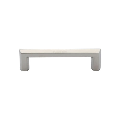 This is an image of a Heritage Brass - Cabinet Pull Hex Profile Design 102mm CTC Polished Nickel Finish, c4473-102-pnf that is available to order from T.H Wiggans Ironmongery in Kendal.
