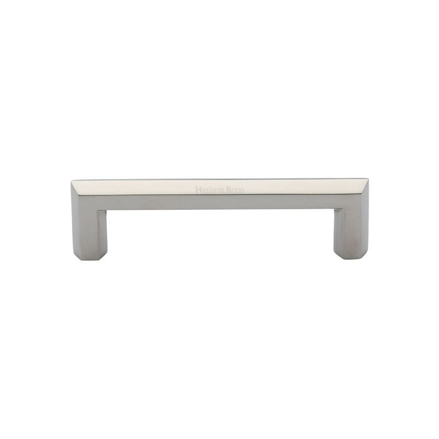 This is an image of a Heritage Brass - Cabinet Pull Hex Profile Design 102mm CTC Polished Nickel Finish, c4473-102-pnf that is available to order from T.H Wiggans Ironmongery in Kendal.