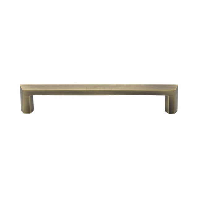 This is an image of a Heritage Brass - Cabinet Pull Hex Profile Design 152mm CTC Antique Brass Finish, c4473-152-at that is available to order from T.H Wiggans Ironmongery in Kendal.