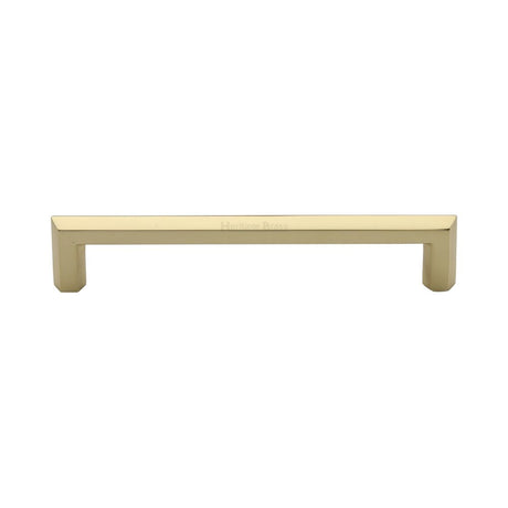 This is an image of a Heritage Brass - Cabinet Pull Hex Profile Design 152mm CTC Polished Brass Finish, c4473-152-pb that is available to order from T.H Wiggans Ironmongery in Kendal.