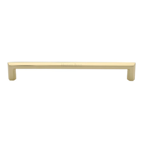 This is an image of a Heritage Brass - Cabinet Pull Hex Profile Design 203mm CTC Polished Brass Finish, c4473-203-pb that is available to order from T.H Wiggans Ironmongery in Kendal.