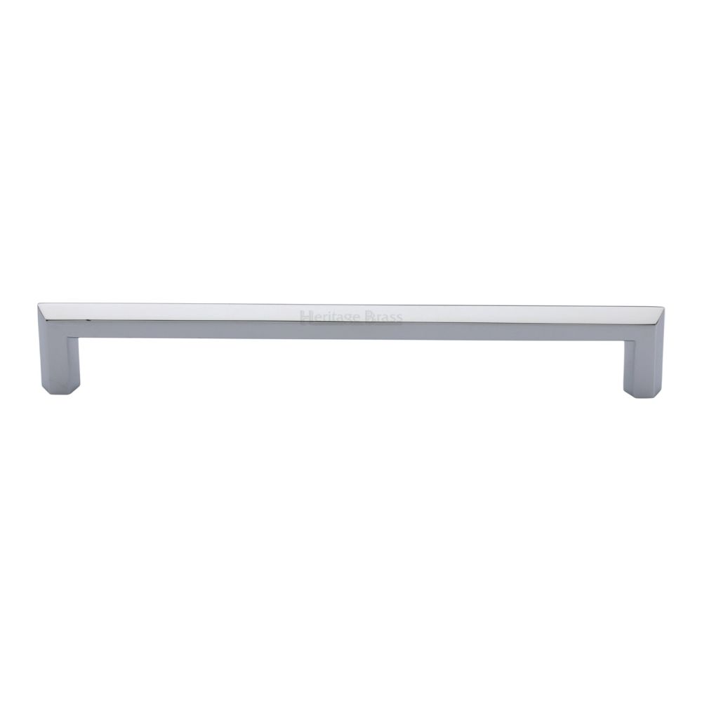 This is an image of a Heritage Brass - Cabinet Pull Hex Profile Design 203mm CTC Polished Chrome Finish, c4473-203-pc that is available to order from T.H Wiggans Ironmongery in Kendal.