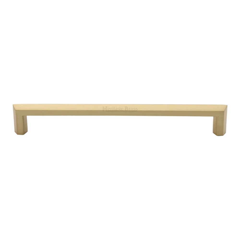 This is an image of a Heritage Brass - Cabinet Pull Hex Profile Design 203mm CTC Satin Brass Finish, c4473-203-sb that is available to order from T.H Wiggans Ironmongery in Kendal.