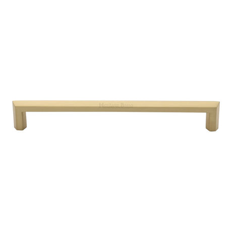 This is an image of a Heritage Brass - Cabinet Pull Hex Profile Design 203mm CTC Satin Brass Finish, c4473-203-sb that is available to order from T.H Wiggans Ironmongery in Kendal.