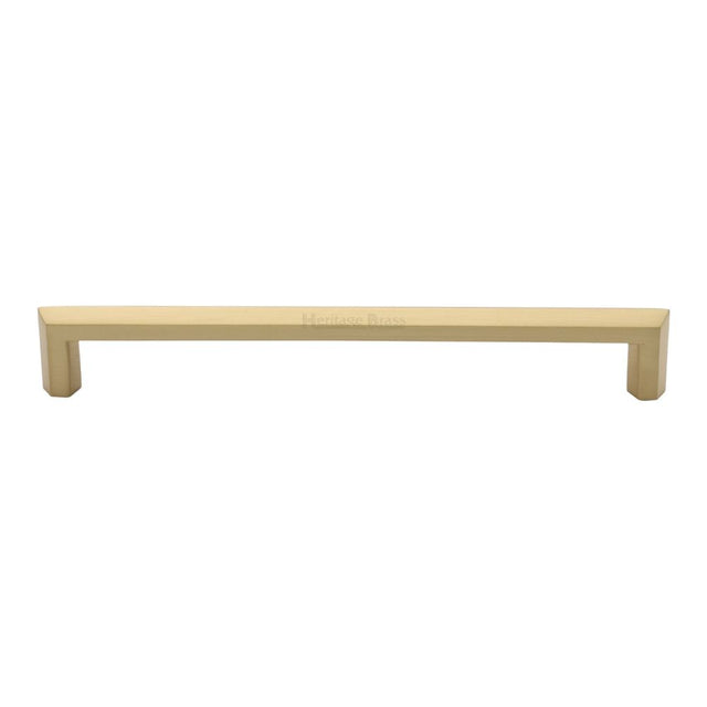 This is an image of a Heritage Brass - Cabinet Pull Hex Profile Design 203mm CTC Satin Brass Finish, c4473-203-sb that is available to order from T.H Wiggans Ironmongery in Kendal.