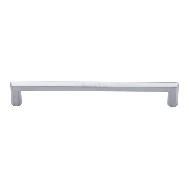 This is an image of a Heritage Brass - Cabinet Pull Hex Profile Design 203mm CTC Satin Chrome Finish, c4473-203-sc that is available to order from T.H Wiggans Ironmongery in Kendal.