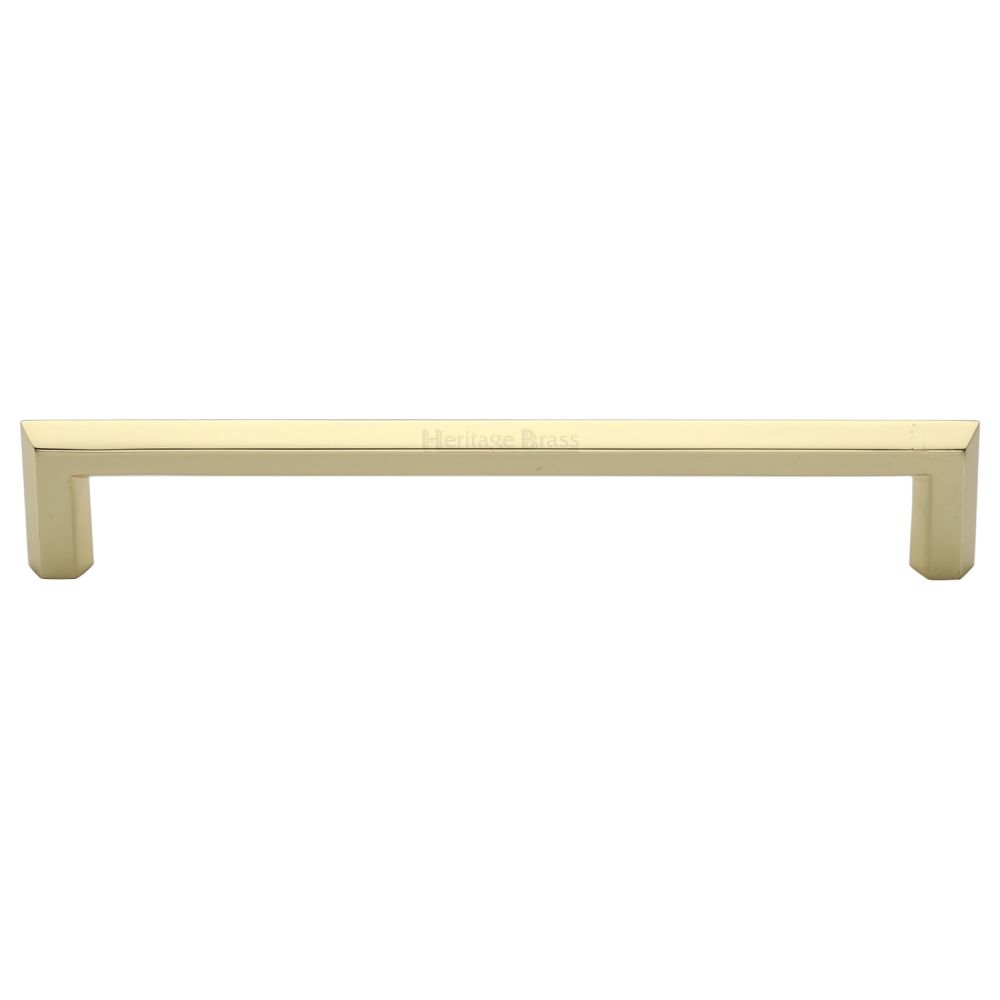 This is an image of a Heritage Brass - Cabinet Pull Hex Profile Design 254mm CTC Polished Brass Finish, c4473-254-pb that is available to order from T.H Wiggans Ironmongery in Kendal.