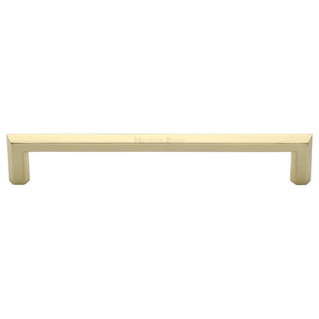 This is an image of a Heritage Brass - Cabinet Pull Hex Profile Design 254mm CTC Polished Brass Finish, c4473-254-pb that is available to order from T.H Wiggans Ironmongery in Kendal.
