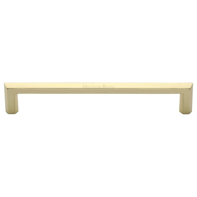 This is an image of a Heritage Brass - Cabinet Pull Hex Profile Design 254mm CTC Polished Brass Finish, c4473-254-pb that is available to order from T.H Wiggans Ironmongery in Kendal.