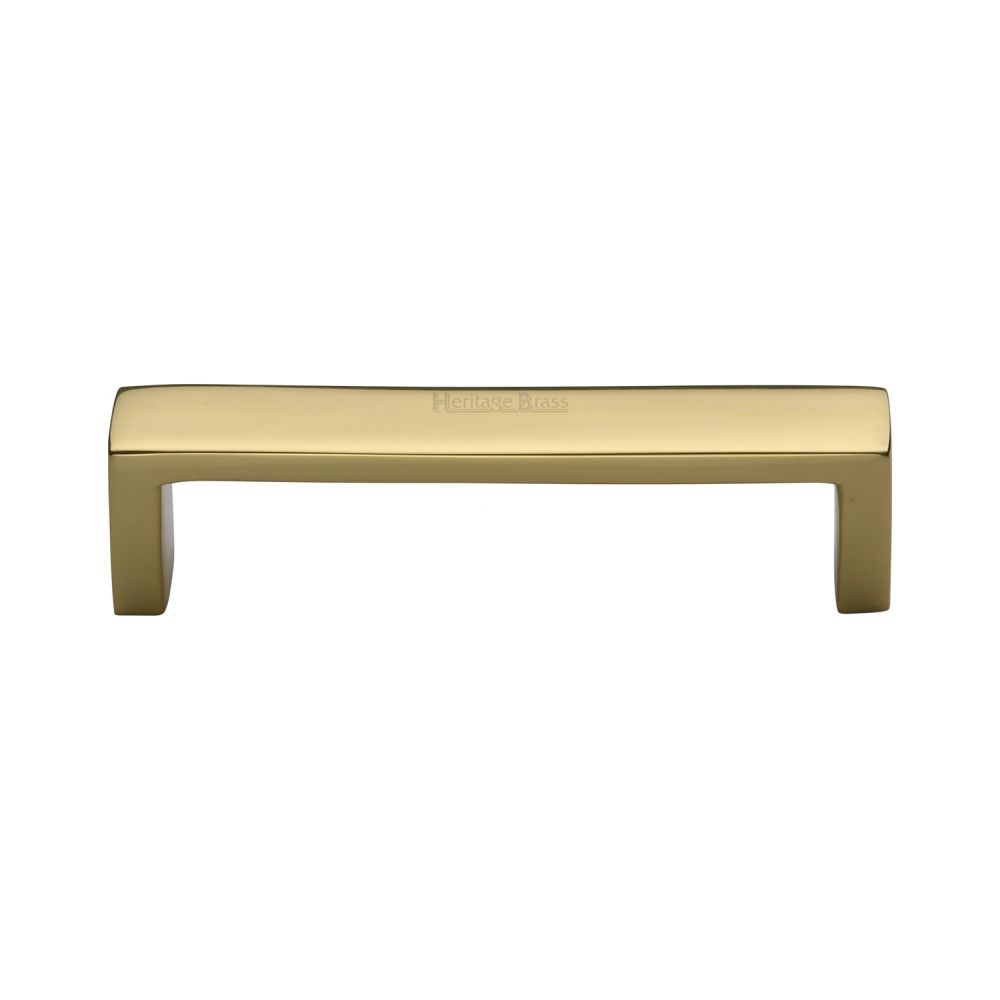 This is an image of a Heritage Brass - Cabinet Pull Wide Metro Design 101mm CTC Polished Brass Finish, c4520-101-pb that is available to order from T.H Wiggans Ironmongery in Kendal.