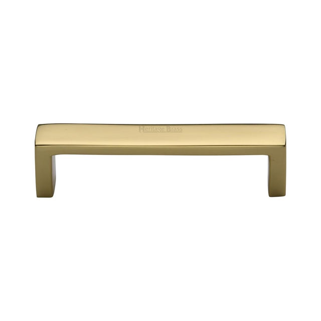 This is an image of a Heritage Brass - Cabinet Pull Wide Metro Design 101mm CTC Polished Brass Finish, c4520-101-pb that is available to order from T.H Wiggans Ironmongery in Kendal.