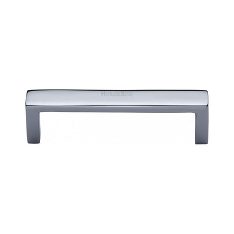 This is an image of a Heritage Brass - Cabinet Pull Wide Metro Design 101mm CTC Polished Chrome Finish, c4520-101-pc that is available to order from T.H Wiggans Ironmongery in Kendal.