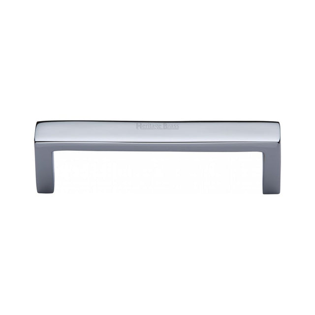 This is an image of a Heritage Brass - Cabinet Pull Wide Metro Design 101mm CTC Polished Chrome Finish, c4520-101-pc that is available to order from T.H Wiggans Ironmongery in Kendal.