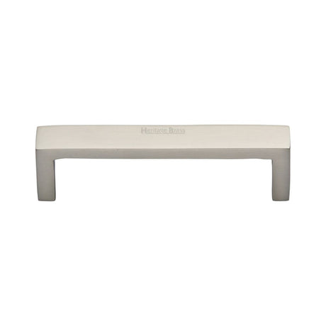This is an image of a Heritage Brass - Cabinet Pull Wide Metro Design 101mm CTC Satin Nickel Finish, c4520-101-sn that is available to order from T.H Wiggans Ironmongery in Kendal.