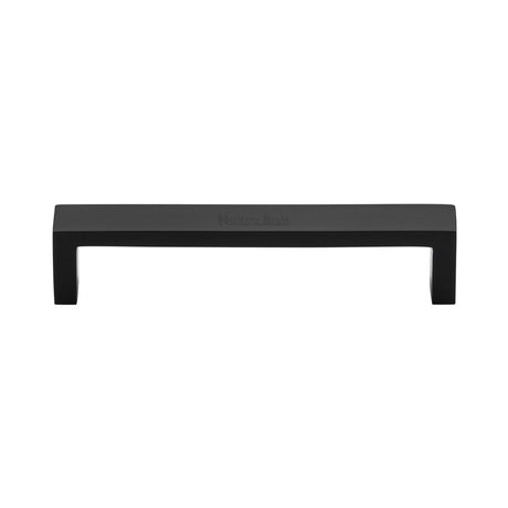 This is an image of a Heritage Brass - Cabinet Pull Wide Metro Design 128mm CTC Matt Black Finish, c4520-128-bkmt that is available to order from T.H Wiggans Ironmongery in Kendal.