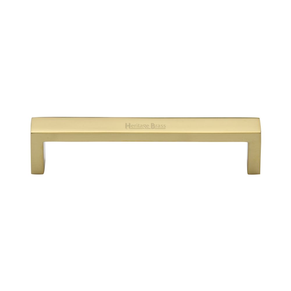 This is an image of a Heritage Brass - Cabinet Pull Wide Metro Design 128mm CTC Polished Brass Finish, c4520-128-pb that is available to order from T.H Wiggans Ironmongery in Kendal.