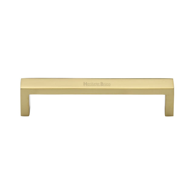 This is an image of a Heritage Brass - Cabinet Pull Wide Metro Design 128mm CTC Polished Brass Finish, c4520-128-pb that is available to order from T.H Wiggans Ironmongery in Kendal.