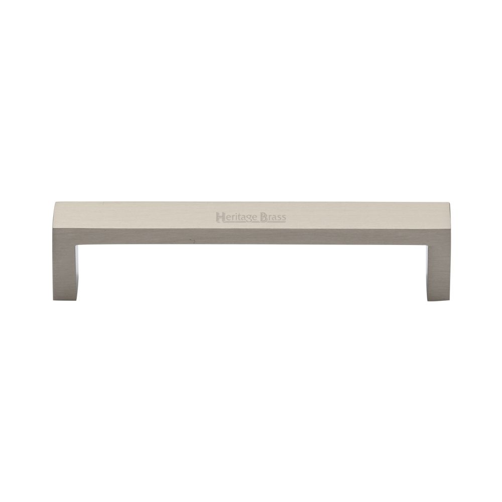 This is an image of a Heritage Brass - Cabinet Pull Wide Metro Design 128mm CTC Satin Nickel Finish, c4520-128-sn that is available to order from T.H Wiggans Ironmongery in Kendal.