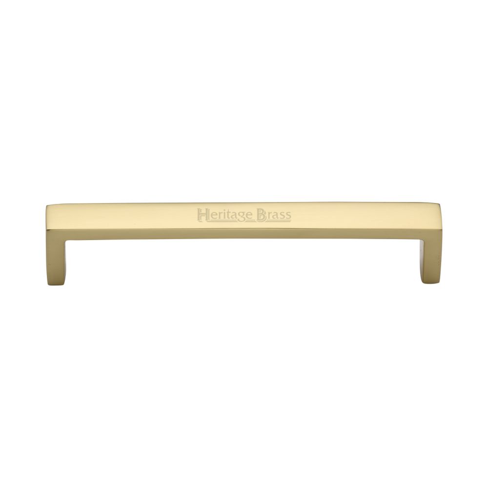 This is an image of a Heritage Brass - Cabinet Pull Wide Metro Design 160mm CTC Polished Brass Finish, c4520-160-pb that is available to order from T.H Wiggans Ironmongery in Kendal.