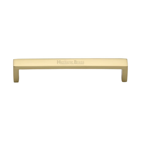 This is an image of a Heritage Brass - Cabinet Pull Wide Metro Design 160mm CTC Polished Brass Finish, c4520-160-pb that is available to order from T.H Wiggans Ironmongery in Kendal.
