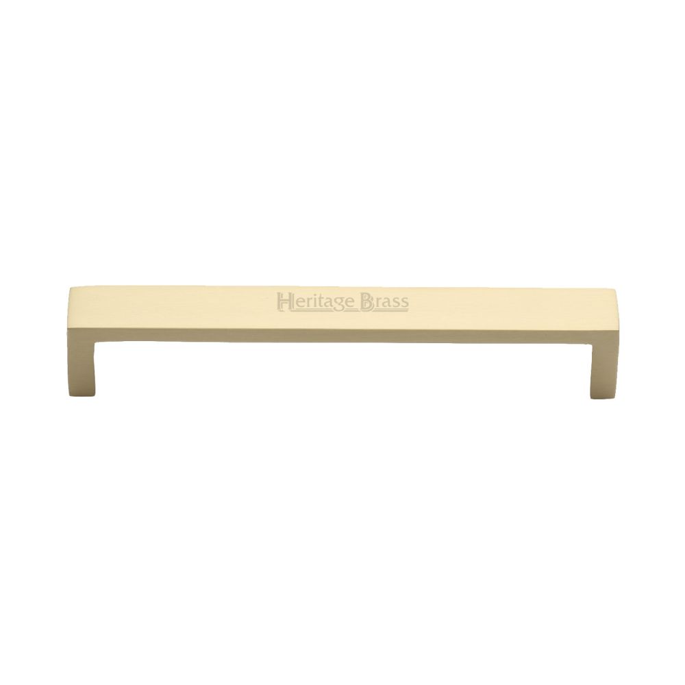 This is an image of a Heritage Brass - Cabinet Pull Wide Metro Design 160mm CTC Satin Brass Finish, c4520-160-sb that is available to order from T.H Wiggans Ironmongery in Kendal.