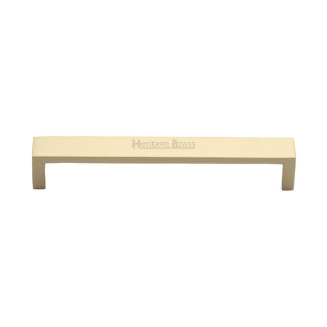 This is an image of a Heritage Brass - Cabinet Pull Wide Metro Design 160mm CTC Satin Brass Finish, c4520-160-sb that is available to order from T.H Wiggans Ironmongery in Kendal.