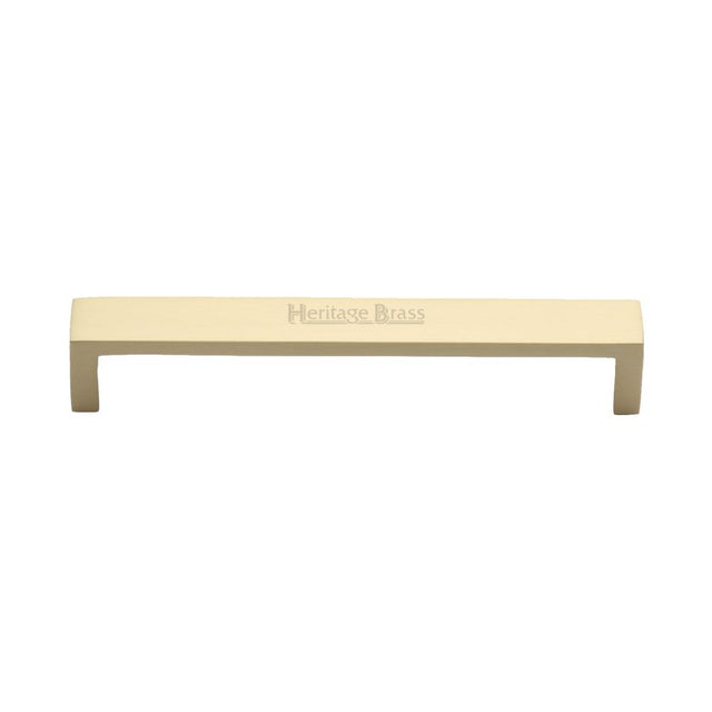 This is an image of a Heritage Brass - Cabinet Pull Wide Metro Design 160mm CTC Satin Brass Finish, c4520-160-sb that is available to order from T.H Wiggans Ironmongery in Kendal.