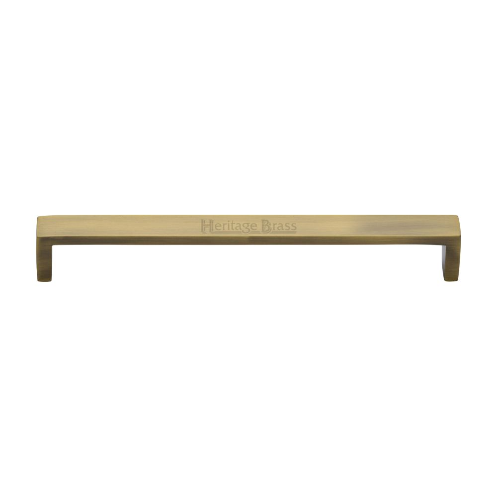 This is an image of a Heritage Brass - Cabinet Pull Wide Metro Design 192mm CTC Antique Brass Finish, c4520-192-at that is available to order from T.H Wiggans Ironmongery in Kendal.