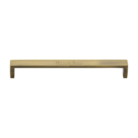 This is an image of a Heritage Brass - Cabinet Pull Wide Metro Design 192mm CTC Antique Brass Finish, c4520-192-at that is available to order from T.H Wiggans Ironmongery in Kendal.