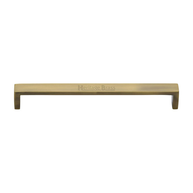This is an image of a Heritage Brass - Cabinet Pull Wide Metro Design 192mm CTC Antique Brass Finish, c4520-192-at that is available to order from T.H Wiggans Ironmongery in Kendal.